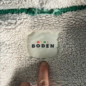 Mini Boden Fleece Jacket with Green Trim
